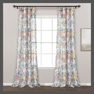 Floral Patterned Curtains - Multicolor